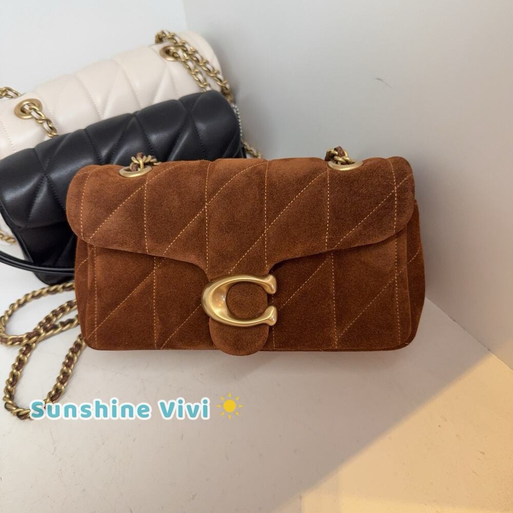 NWT Coach Tabby Shoulder Bag 20 With Quilting In Suede CCK48 B4/WARM BROWN - Picture 2 of 10
